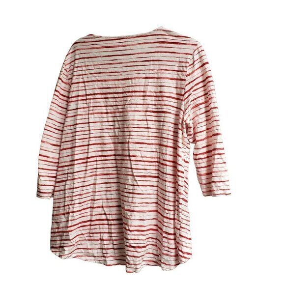 Chico's Ultimate Tee Womens Top Size 3 XL White Red Striped - Picture 2 of 5